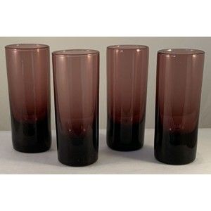 VTG Set of 4 Amethyst Purple Liquor/Whiskey Shot Shooter Glasses, Made In Italy